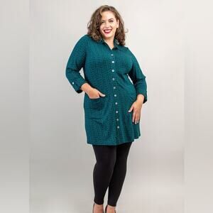 Blue Sky Bamboo Charlie Tunic Teal Ocean Waves Size XL